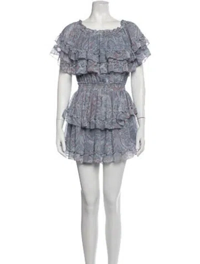 Pre-owned Misa Paisley Print Mini Dress In Blue/white
