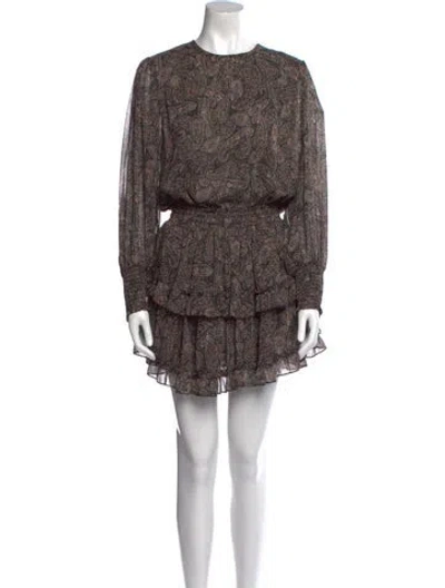 Pre-owned Misa Paisley Print Mini Dress In Brown