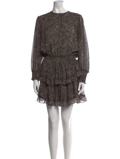 Pre-owned Misa Paisley Print Mini Dress In Brown
