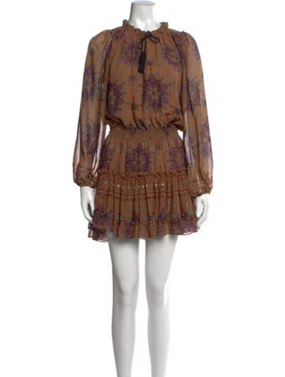 Pre-owned Misa Paisley Print Mini Dress In Brown