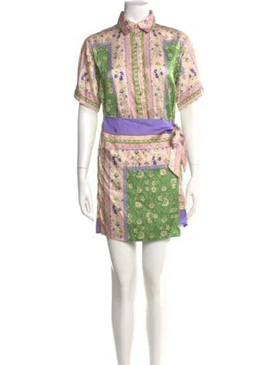 Pre-owned Misa Paisley Print Mini Dress In Green