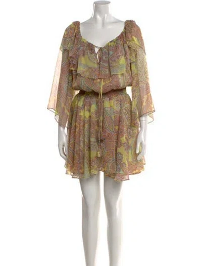 Pre-owned Misa Paisley Print Mini Dress In Green