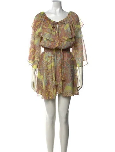 Pre-owned Misa Paisley Print Mini Dress In Green