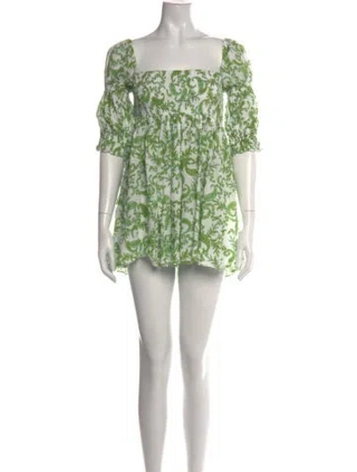 Pre-owned Misa Paisley Print Mini Dress In Green/white