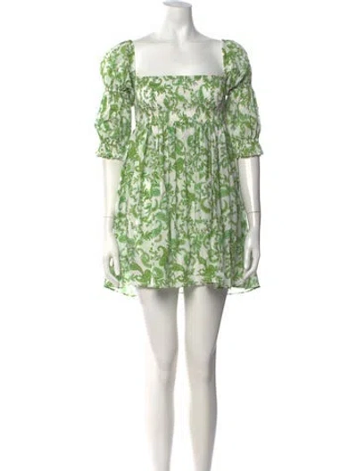 Pre-owned Misa Paisley Print Mini Dress In Green/white