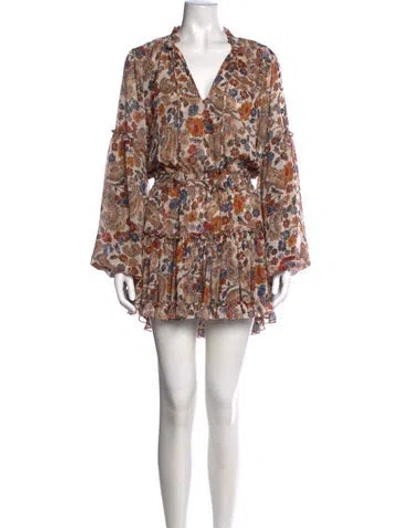 Pre-owned Misa Paisley Print Mini Dress In Metallic/neutrals/pink