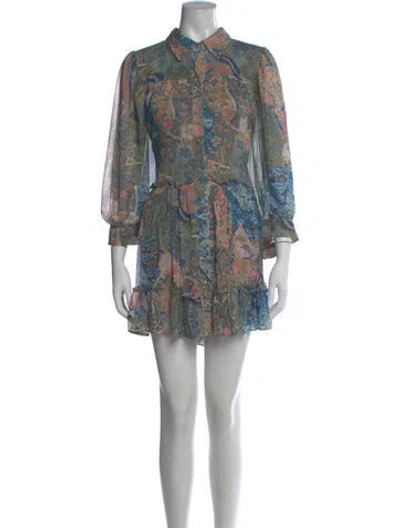Pre-owned Misa Paisley Print Mini Dress In Neutral