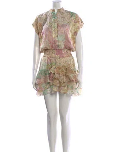Pre-owned Misa Paisley Print Mini Dress In Neutral