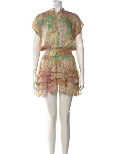 Pre-owned Misa Paisley Print Mini Dress In Neutral