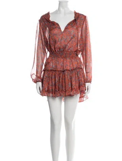 Pre-owned Misa Paisley Print Mini Dress In Orange