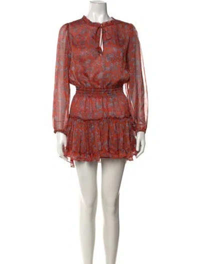 Pre-owned Misa Paisley Print Mini Dress In Orange