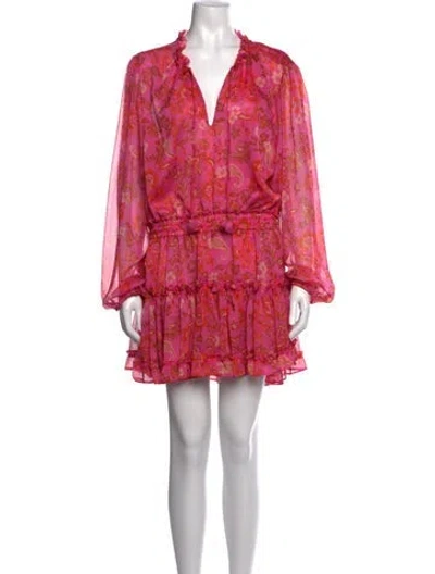 Pre-owned Misa Paisley Print Mini Dress In Pink