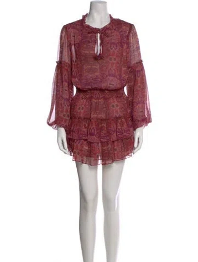 Pre-owned Misa Paisley Print Mini Dress In Purple
