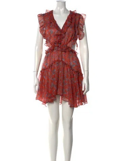 Pre-owned Misa Paisley Print Mini Dress In Red