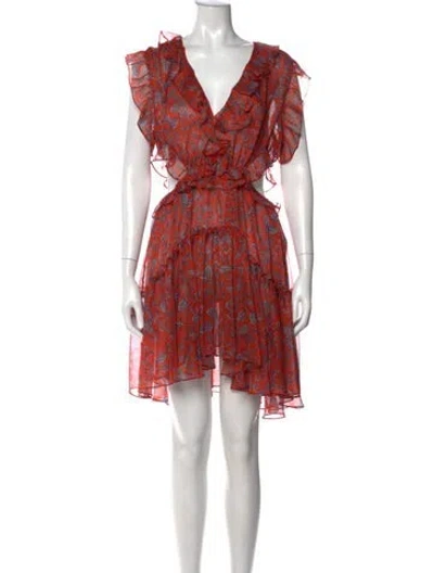 Pre-owned Misa Paisley Print Mini Dress In Red