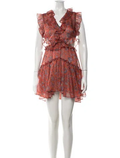 Pre-owned Misa Paisley Print Mini Dress In Red