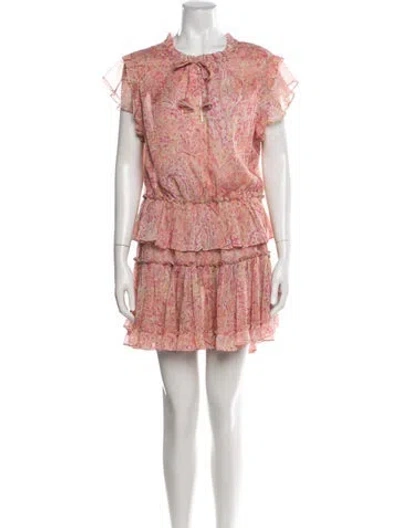 Pre-owned Misa Paisley Print Mini Dress W/ Tags In Neutral