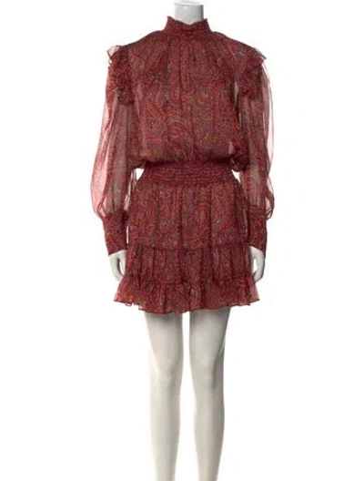 Pre-owned Misa Paisley Print Mini Dress W/ Tags In Red