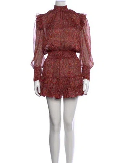 Pre-owned Misa Paisley Print Mini Dress W/ Tags In Red