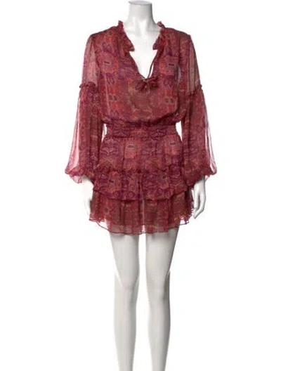 Pre-owned Misa Paisley Print Mini Dress W/ Tags In Red