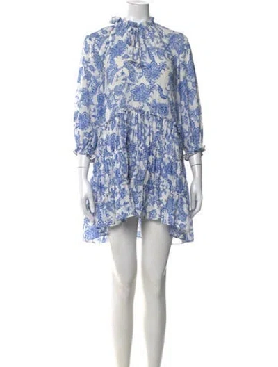 Pre-owned Misa Paisley Print Mini Dress In White
