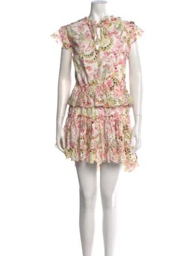 Pre-owned Misa Paisley Print Mini Dress In White