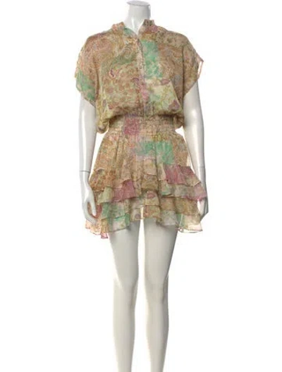 Pre-owned Misa Paisley Print Mini Dress In Yellow