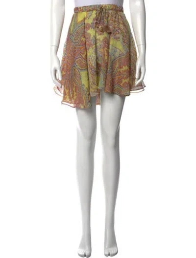 Pre-owned Misa Paisley Print Mini Skirt In Green