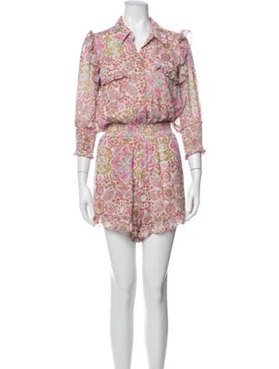 Pre-owned Misa Paisley Print Romper In Metallic/pink