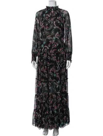 Pre-owned Misa Paisley Print Ruffle Embellishment Skirt Set In Black