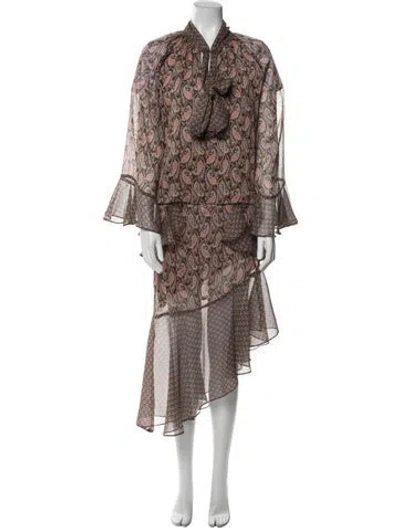 Pre-owned Misa Paisley Print Ruffle Embellishment Skirt Set In Multi