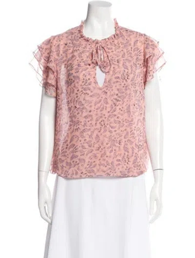 Pre-owned Misa Paisley Print Tie Neck Blouse In Pink