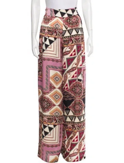 Pre-owned Misa Paisley Print Wide Leg Pants In Multi
