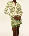 Misa Pansy Jacquard Knit Cardigan In Green Mosaic In Green