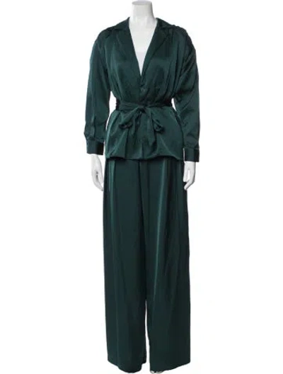 Pre-owned Misa Pant Set In Green