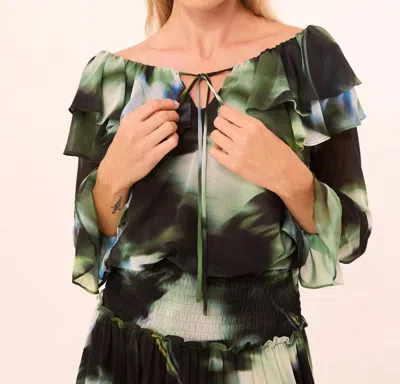 Misa Patsy Off The Shoulder Top In Blurred Casablanca Lily Floral In Multi