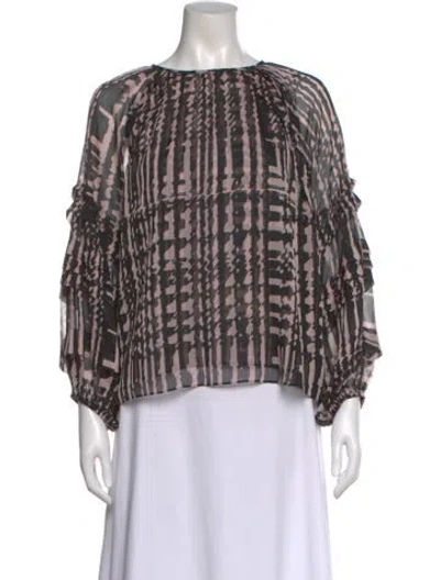 Pre-owned Misa Patterned Crew Neck Blouse W/ Tags In Multi