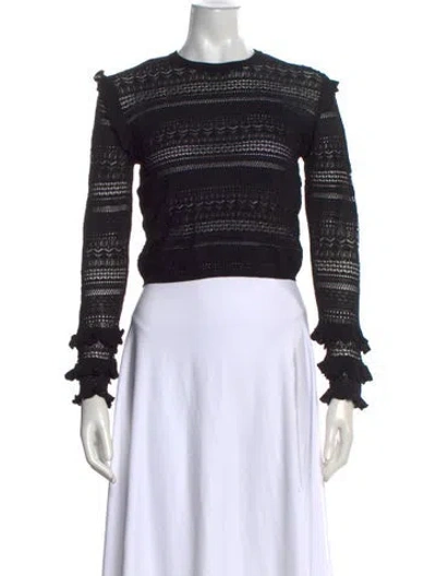 Pre-owned Misa Patterned Crew Neck Sweater In Black