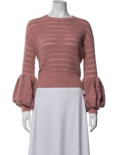 Pre-owned Misa Patterned Crew Neck Sweater In Pink