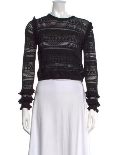 Pre-owned Misa Patterned Crew Neck Top In Black