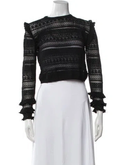 Pre-owned Misa Patterned Crew Neck Top In Black