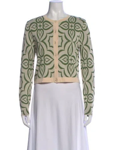 Pre-owned Misa Patterned Crew Neck Top In Green