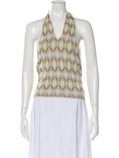 Pre-owned Misa Patterned Halterneck Top In Neutral