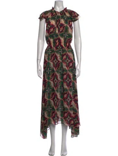 Pre-owned Misa Patterned Long Dress In Multicolor