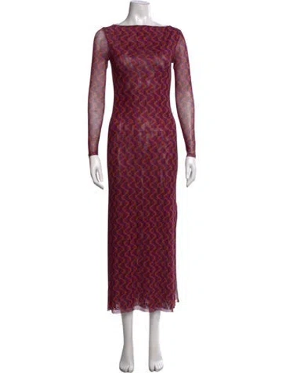 Pre-owned Misa Patterned Long Dress In Multicolor