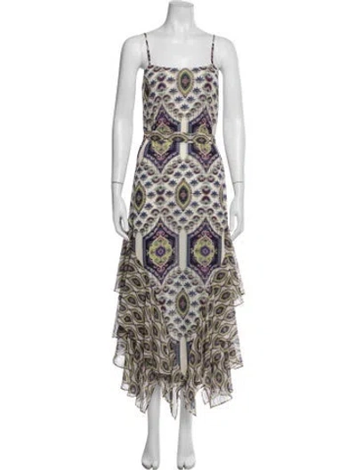 Pre-owned Misa Patterned Long Dress In Multicolor