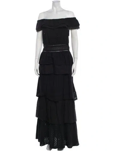 Pre-owned Misa Patterned Long Dress W/ Tags In Black