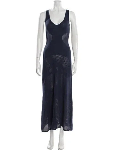 Pre-owned Misa Patterned Long Dress W/ Tags In Blue