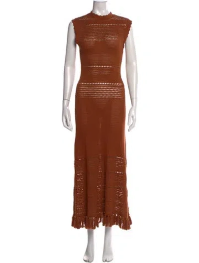 Pre-owned Misa Patterned Long Dress W/ Tags In Brown