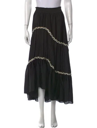 Pre-owned Misa Patterned Long Skirt In Black